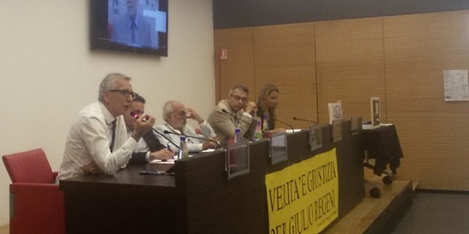 Pigliaru alla serata di memoria di Regeni e Cogodi