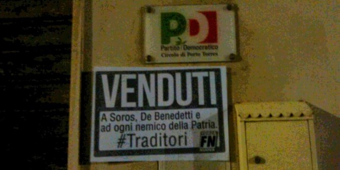 <i>Forza Nuova</i> attacca sede <i>Dem</i>. Porto Torres: autorità informate