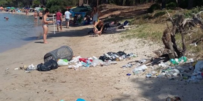 Cinghiali a Mugoni, rifiuti in spiaggia