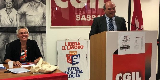 Nicola Sanna al congresso Fillea Cgil