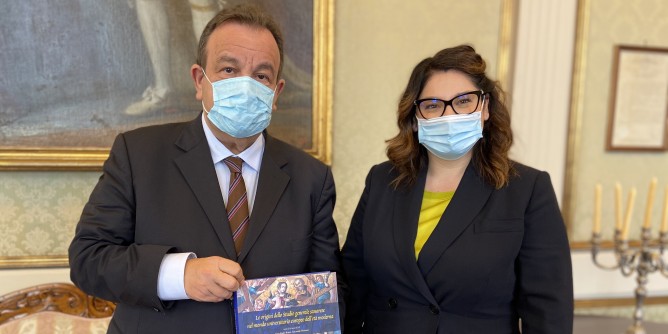 Paola Deiana (<i>M5s</i>) col Rettore di Sassari